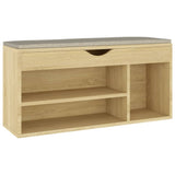 Banc de chaussures vidaxl avec coussin 104x30x49 cm en bois de bois de bois de bois sonoma