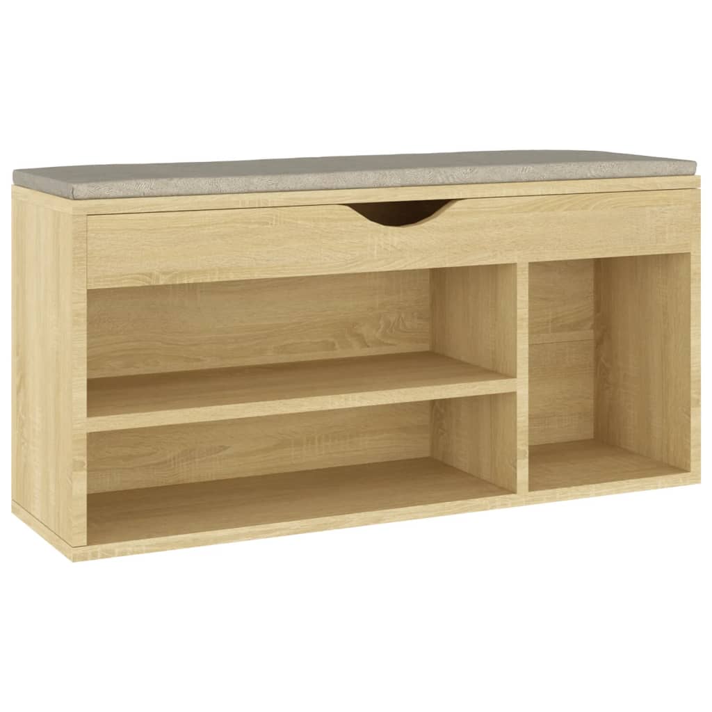 Panca per scarpe Vidaxl con cuscino 104x30x49 cm Oak in legno trasformato