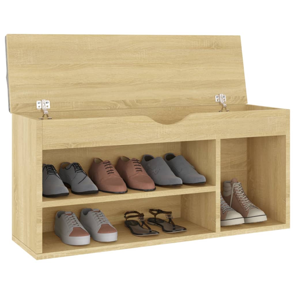 Panca per scarpe Vidaxl con cuscino 104x30x49 cm Oak in legno trasformato