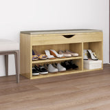 Banc de chaussures vidaxl avec coussin 104x30x49 cm en bois de bois de bois de bois sonoma