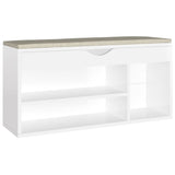 Banc de chaussures vidaxl avec coussin 104x30x49 cm bois transformé haut brillant blanc