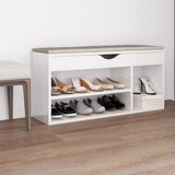 Banc de chaussures vidaxl avec coussin 104x30x49 cm bois transformé haut brillant blanc