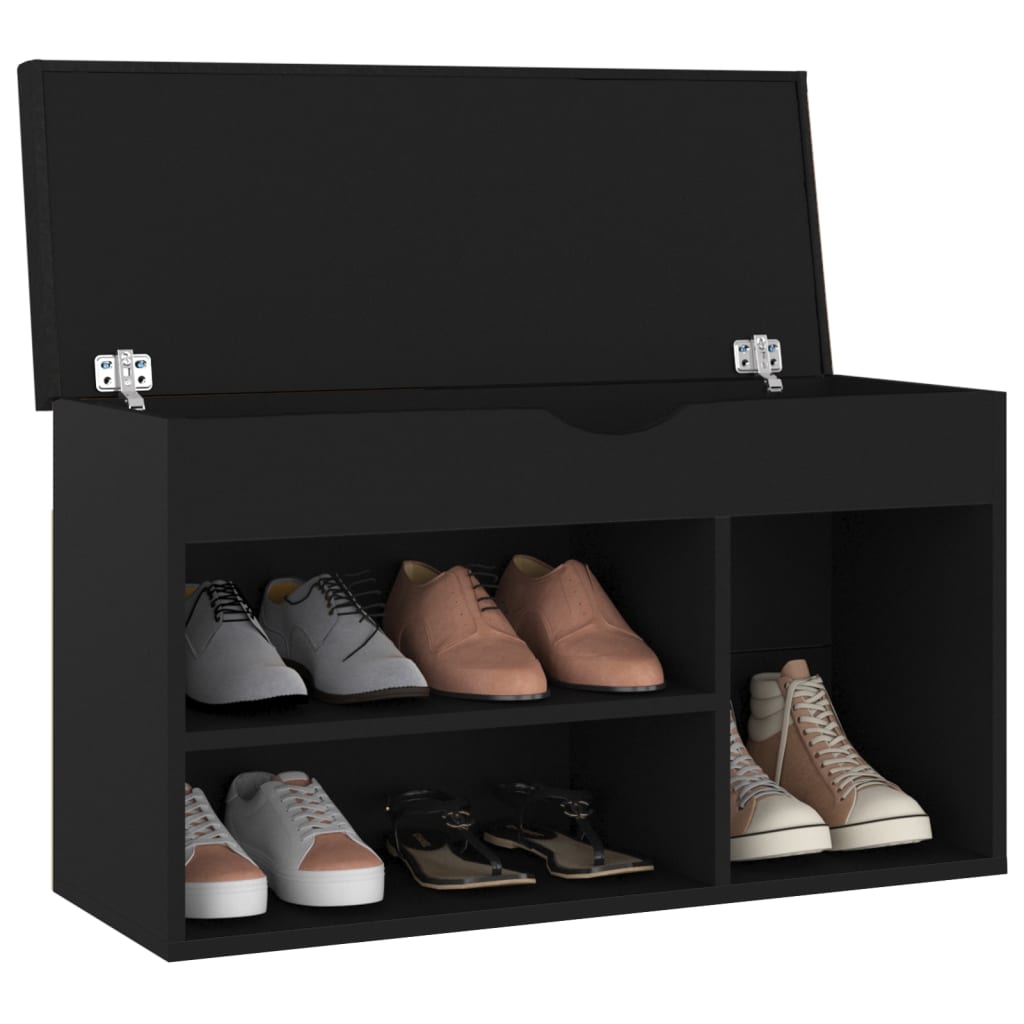 Vidaxl Schuhbank mit Kissen 80x30x47 cm propertiertes Holzschwarz