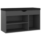 Canapé de chaussure Vidaxl avec coussin 80x30x47 cm en bois de bois gris