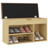 Banc de chaussures Vidaxl avec coussin 80x30x47 cm en bois sonoma en bois sonoma