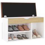 Banc de chaussures vidaxl avec coussin 80x30x47 cm en bois blanc sonoma chêne