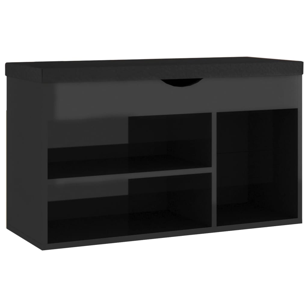 Panca per scarpe Vidaxl con cuscino 80x30x47 cm in legno alto nero