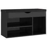 Banc de chaussures vidaxl avec coussin 80x30x47 cm en bois haut brillant noir