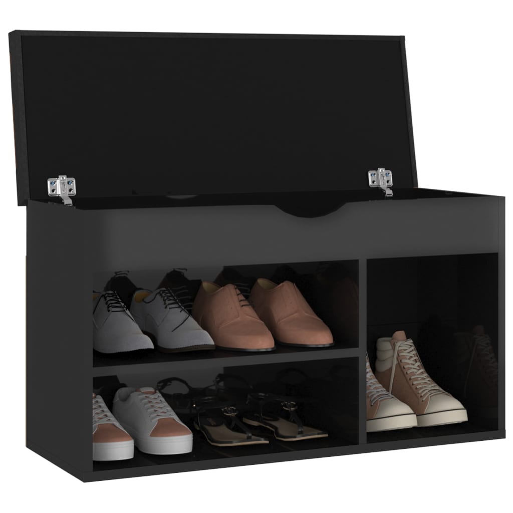 Panca per scarpe Vidaxl con cuscino 80x30x47 cm in legno alto nero