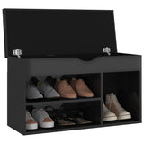Banc de chaussures vidaxl avec coussin 80x30x47 cm en bois haut brillant noir