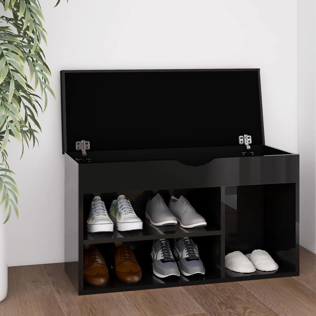 Panca per scarpe Vidaxl con cuscino 80x30x47 cm in legno alto nero