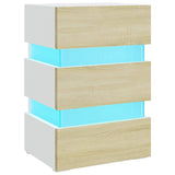 Vidaxl 326846 nachtkastje led 45x35x67 cm bewerkt hout wit