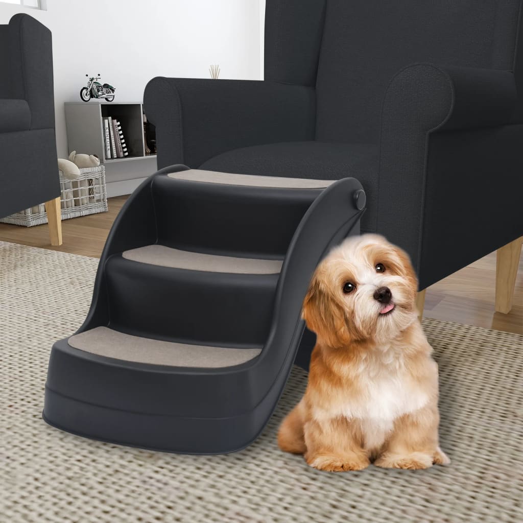 Vidaxl Dog Staircase 3 trinn sammenleggbar svart