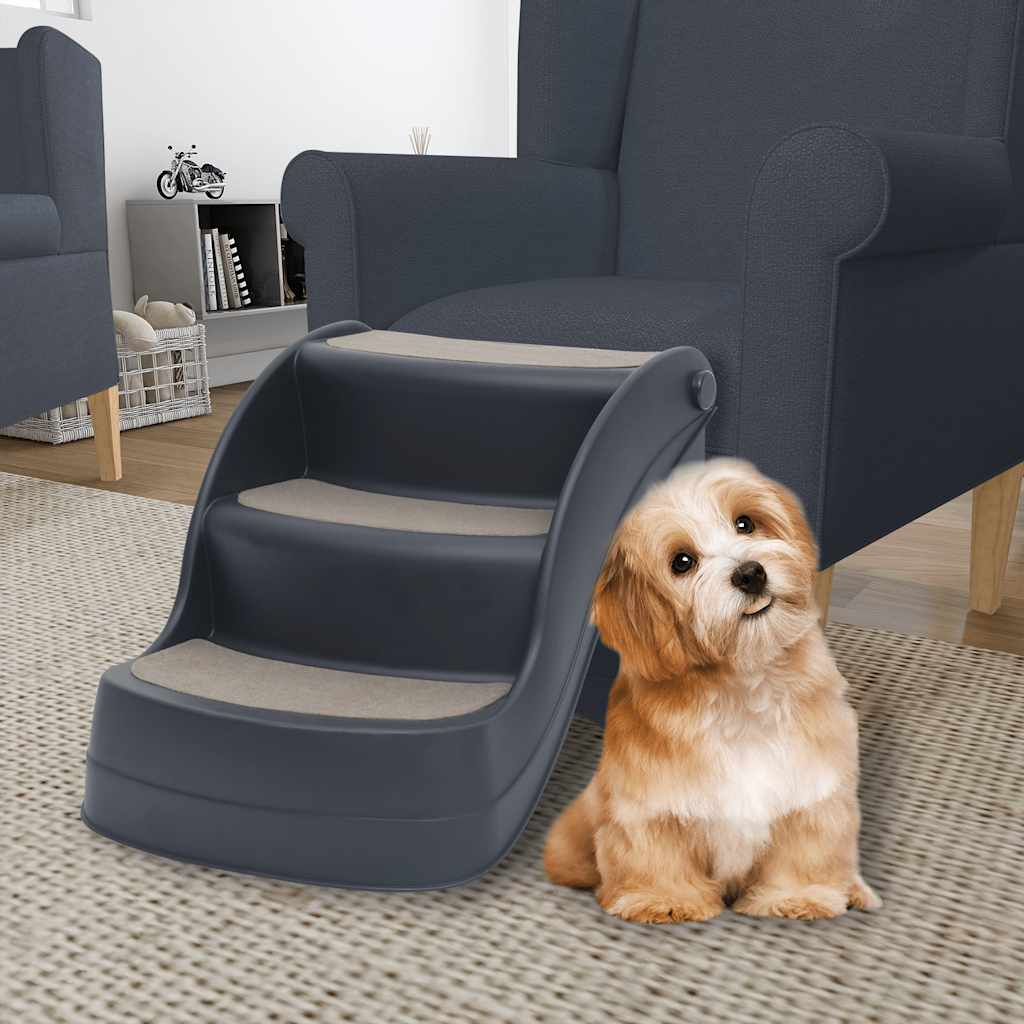 VidaXL escalier pour chien 3 marches pliable gris foncé