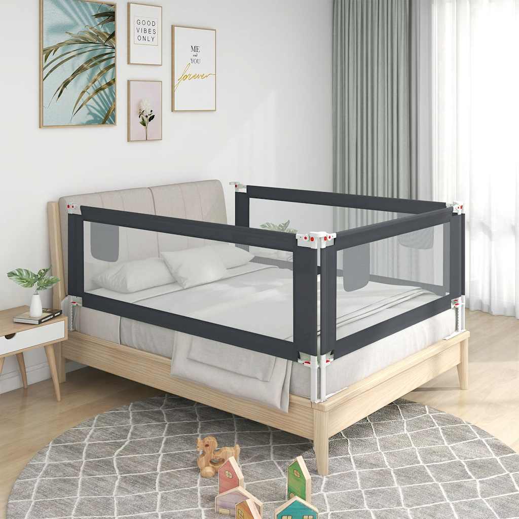 Vidaxl Bedhek Toddler 100x25 cm Stoff mørk grå