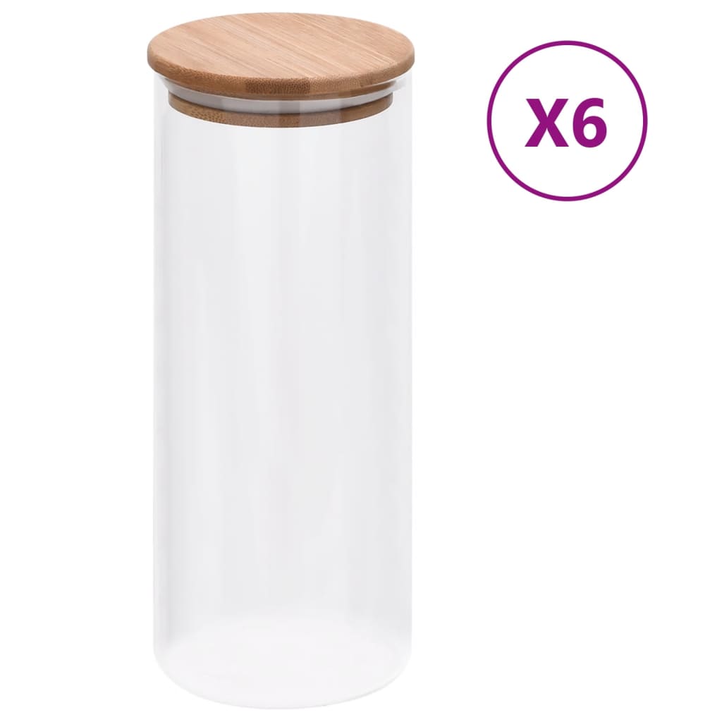 VIDAXL POTS PROGETTAMENTO CON CHI CULIO BAMBOO 6 PC 1000 ml di vetro