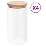 Pots de stockage vidaxl avec couvercles en bambou 4 st 1200 ml de verre