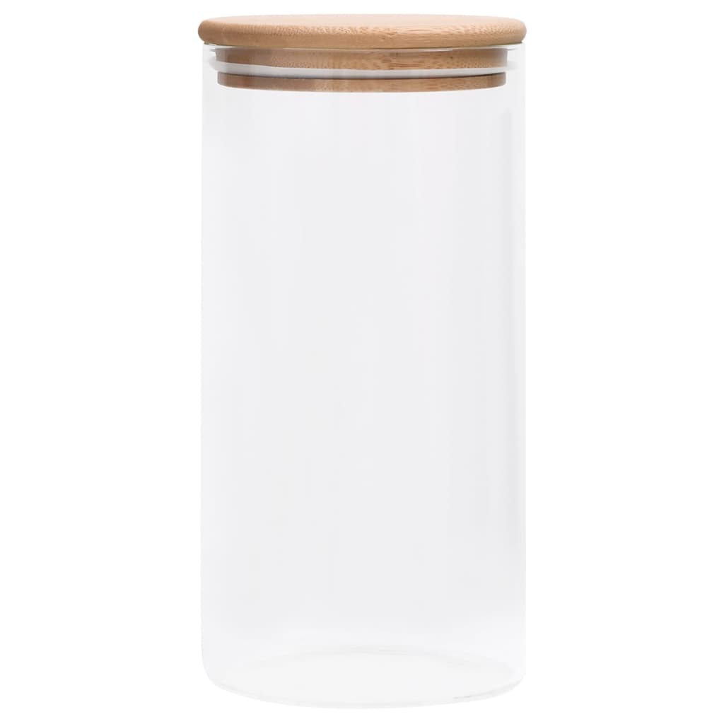 Pots de stockage vidaxl avec couvercles en bambou 4 st 1200 ml de verre