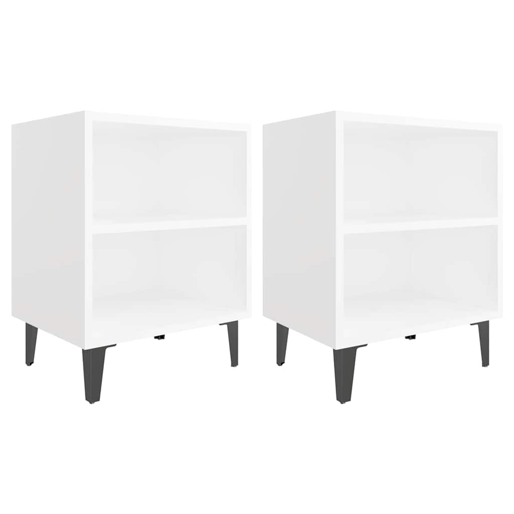 Vidaxl nachtkastjes 2 st met metalen poten 40x30x50 cm wit