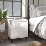 Vidaxl nachtkastje met metalen poten 40x30x50 cm hoogglans wit
