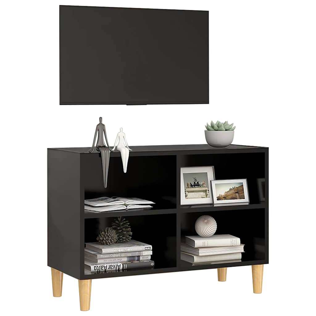 Vidaxl tv-meubel met massief houten poten 69,5x30x50 cm zwart