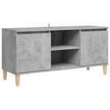Vidaxl tv-meubel met massief houten poten 103,5x35x50 cm betongrijs