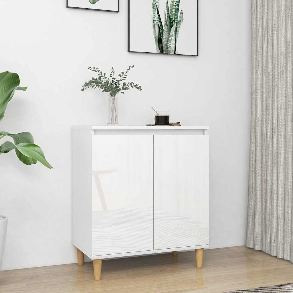 Vidaxl dressoir houten poten 60x35x70 cm bewerkt hout hoogglans wit