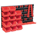 Vidaxxl ensemble de bacs de rangement 39 pièces avec panneaux muraux rouge et noir