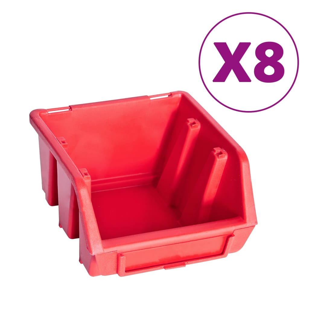 Vidaxxl ensemble de bacs de rangement 39 pièces avec panneaux muraux rouge et noir