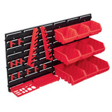 VidaXL ensemble de bacs de rangement 34 pièces avec panneaux muraux rouge et noir