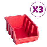 VidaXL ensemble de bacs de rangement 34 pièces avec panneaux muraux rouge et noir