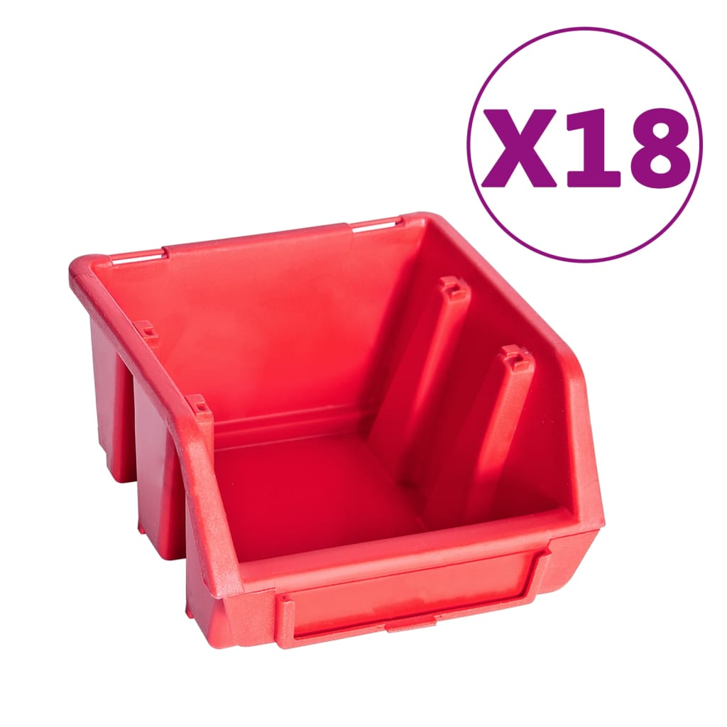 Vidaxx Ensemble de bacs de rangement 80 pièces avec panneaux muraux rouge et noir