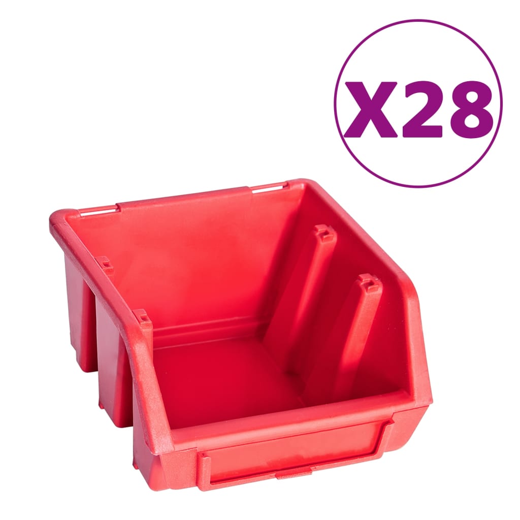 Ensemble de rangement Vidaxl 141 parties avec panneaux muraux rouges et noirs