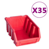 Ensemble de rangement Vidaxl 141 parties avec panneaux muraux rouges et noirs