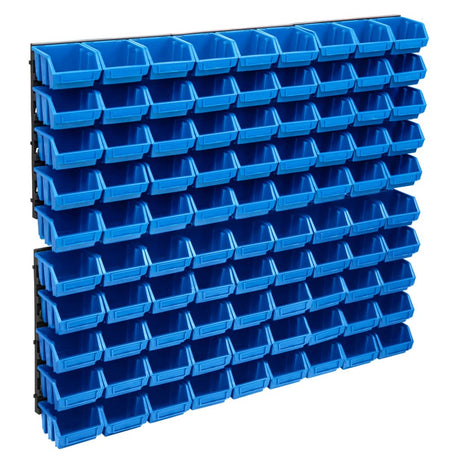 Vidaxxl ensemble de bacs de rangement 96 pièces avec panneaux muraux bleu et noir