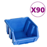 Vidaxxl ensemble de bacs de rangement 96 pièces avec panneaux muraux bleu et noir