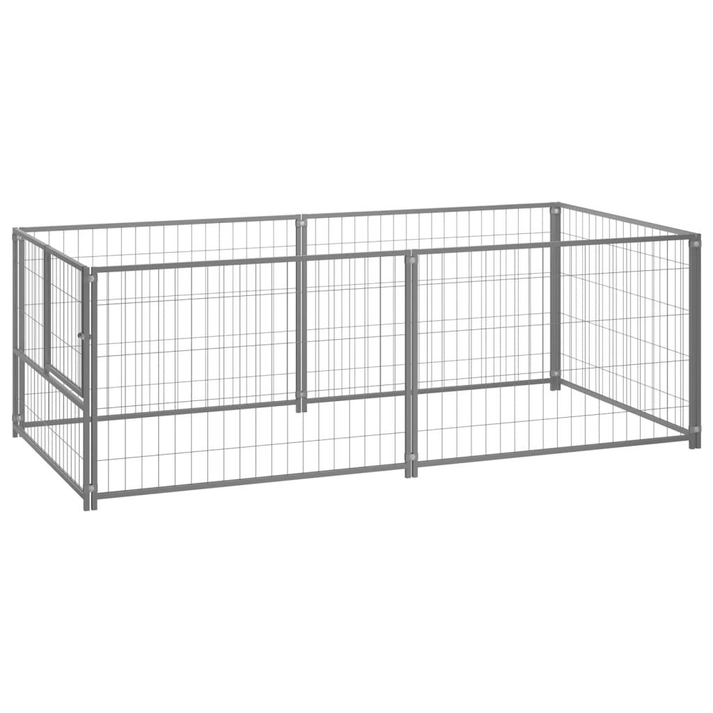 Vidaxl Hund Kennel 200x100x70 cm Stahl Silberfarbe