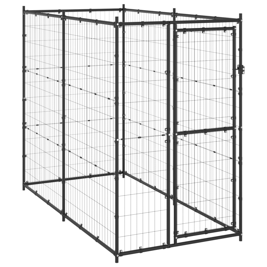 Vidaxl hundekennel for utenfor 110x220x180 cm stål