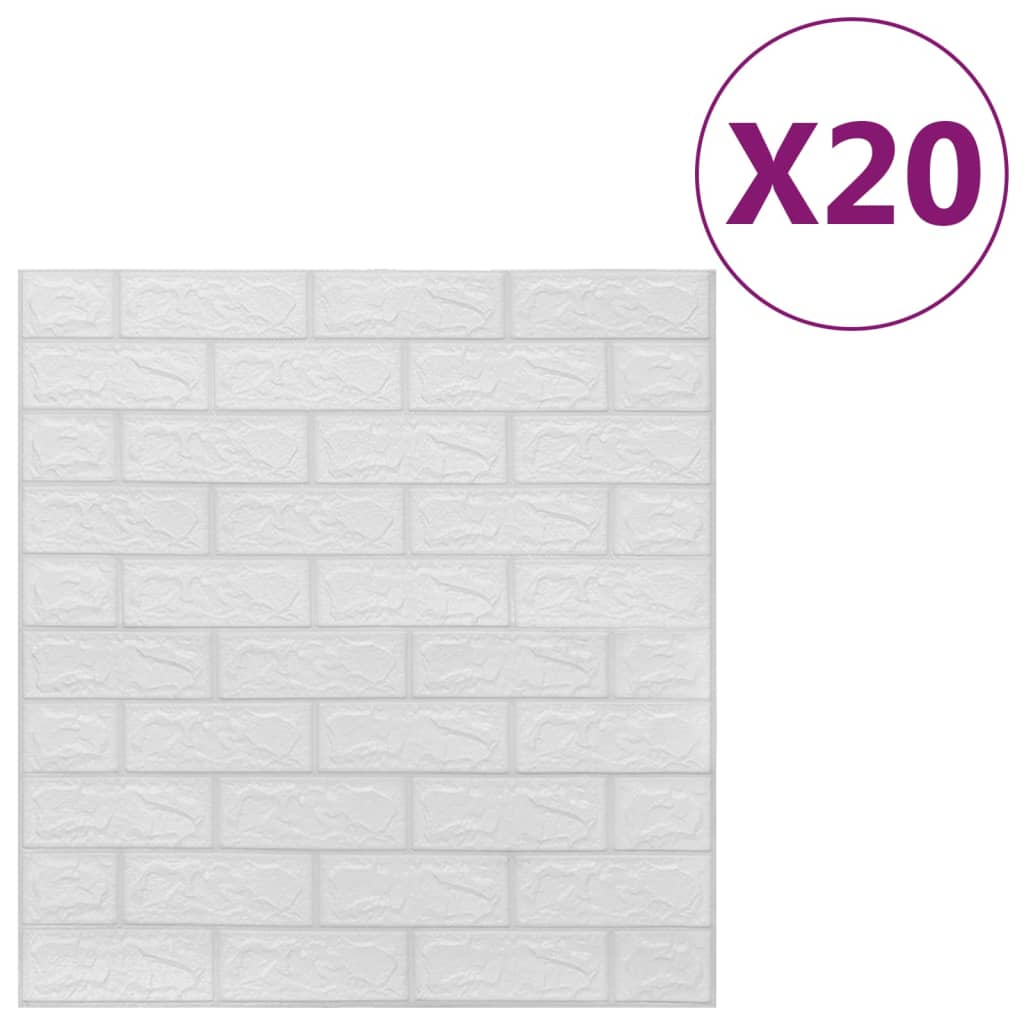 Vidaxl 3D tapety Selfasive 20 St Brick White