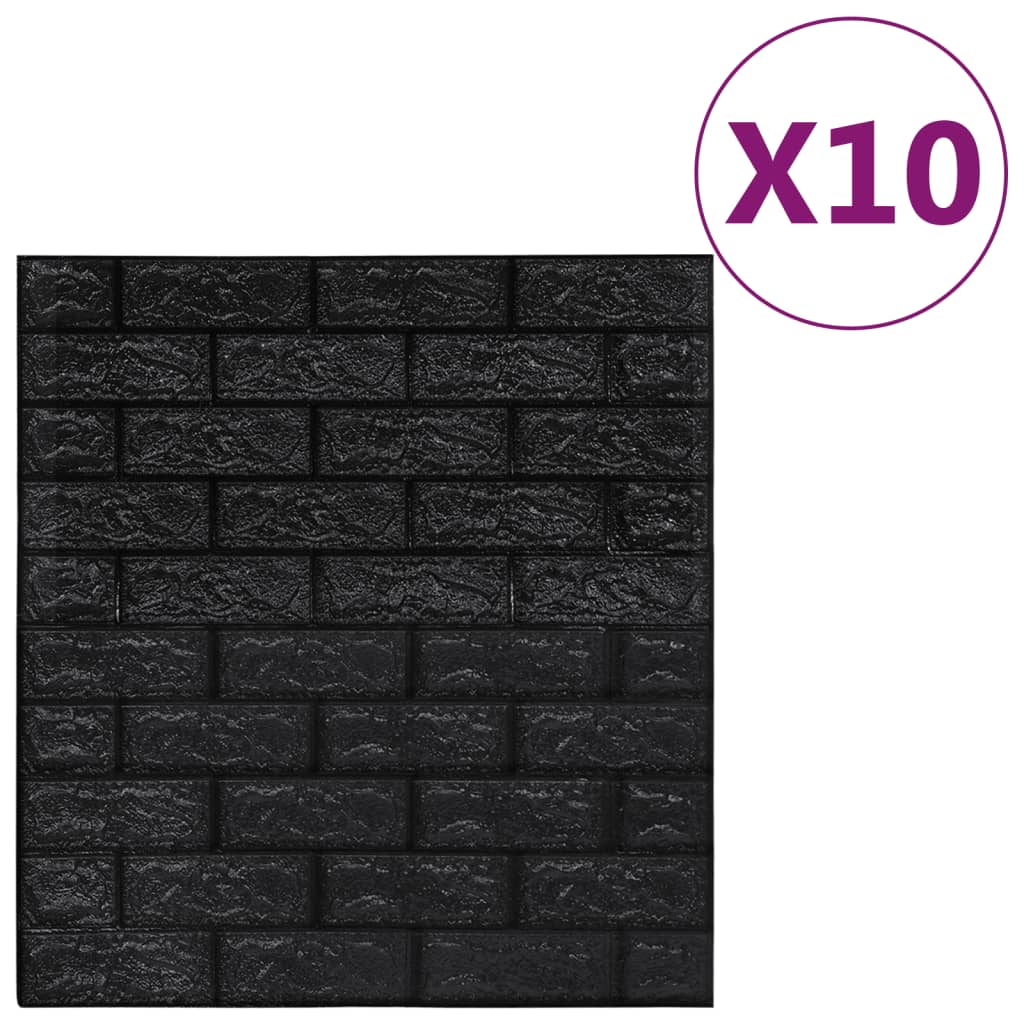 Vidaxl 3D fond d'écran auto-adhésif 10 st Brick Black