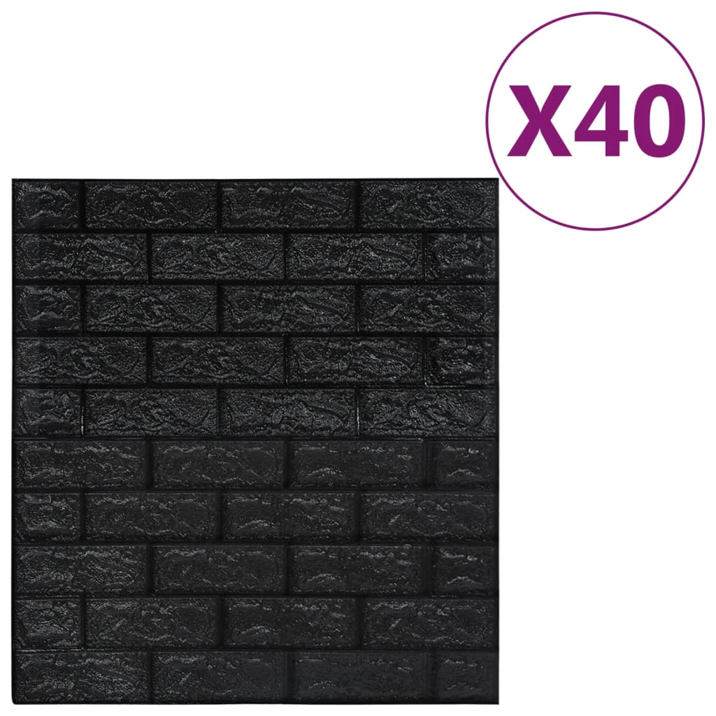 Vidaxl 3D fond d'écran auto-adhésif 40 st Brick Black