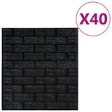 Vidaxl 3D fond d'écran auto-adhésif 40 st Brick Black