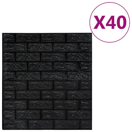 Vidaxl 3D fond d'écran auto-adhésif 40 st Brick Black