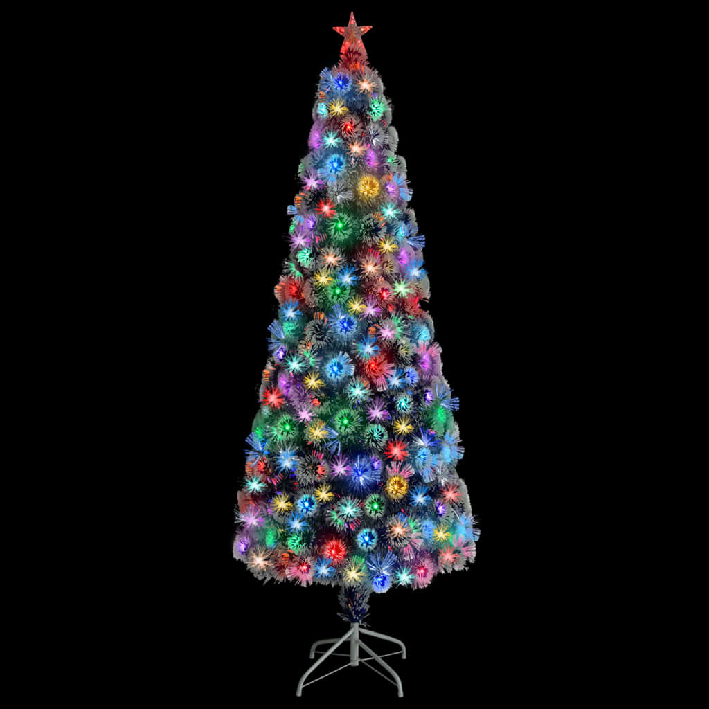 Vidaxl kunstkerstboom avec éclairage 210 cm fibre optique blanc et bleu