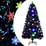 Vidaxl Christmas Taper avec des flocons de neige à LED 120 cm Fiber optique noir