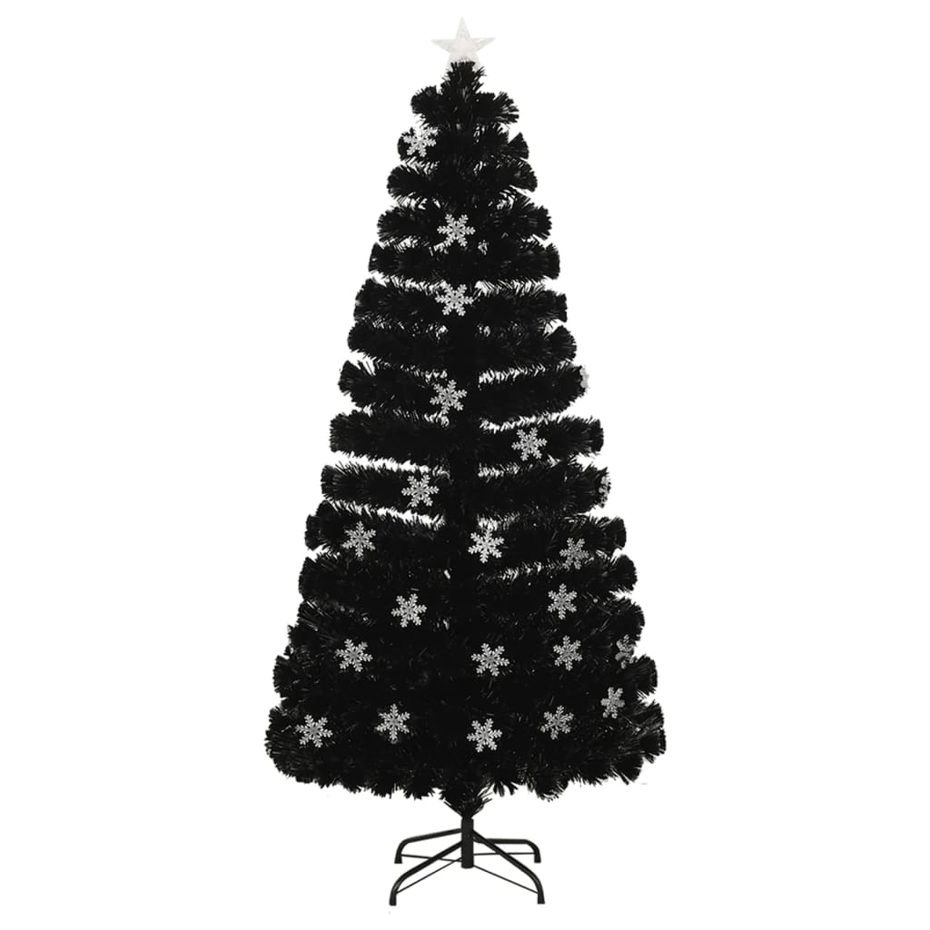 Vidaxl juletre med LED snøflak 150 cm fiberoptisk svart