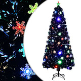 Vidaxl Christmas Taper avec des flocons de neige à LED 180 cm Fiber optique noir