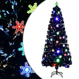 Vidaxl Christmas Taper avec des flocons de neige à LED 210 cm Fiber optique noire