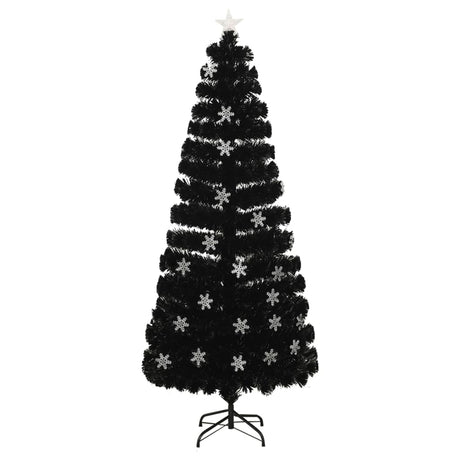 Vidaxl Christmas Taper avec des flocons de neige à LED 210 cm Fiber optique noire