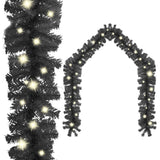 Vidaxl Christmas Garland med LED -lys 5 m svart